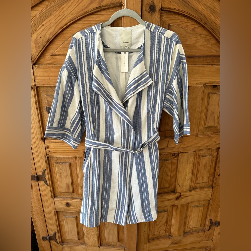 ANTHROPOLOGIE Denim/Chambray Stripe Jacket elevenses size S, NWT